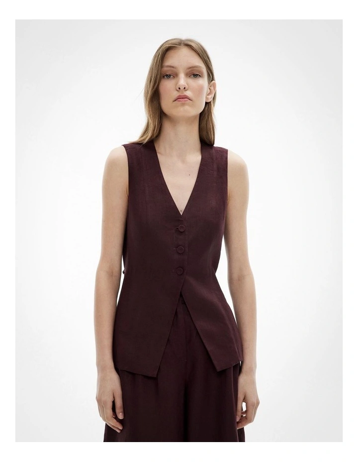 3 Button Vest in Fig image 1