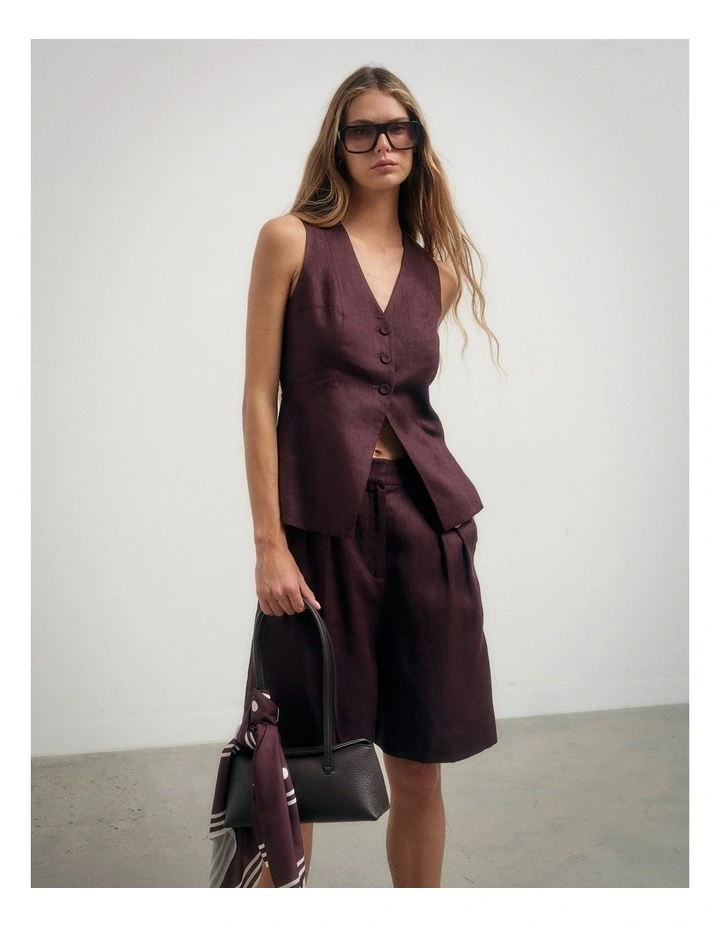 3 Button Vest in Fig image 2