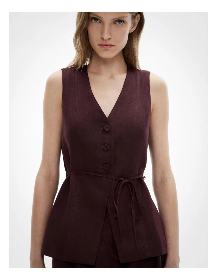 3 Button Vest in Fig image 4