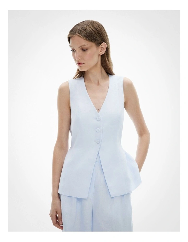 3 Button Vest in Blue Air image 1