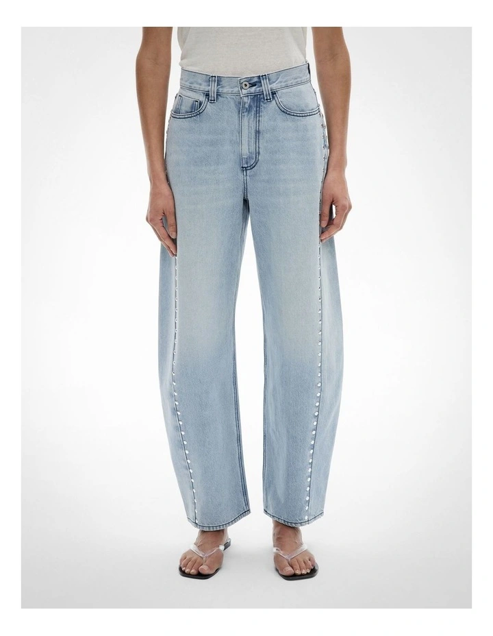 Stud Detail Barrel Jeans in Vintage Wash Denim image 1