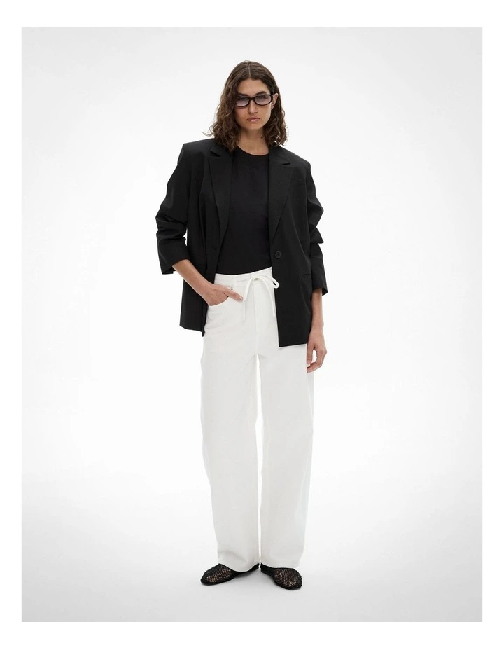 Drawcord Denim Jeans in Parchment image 2