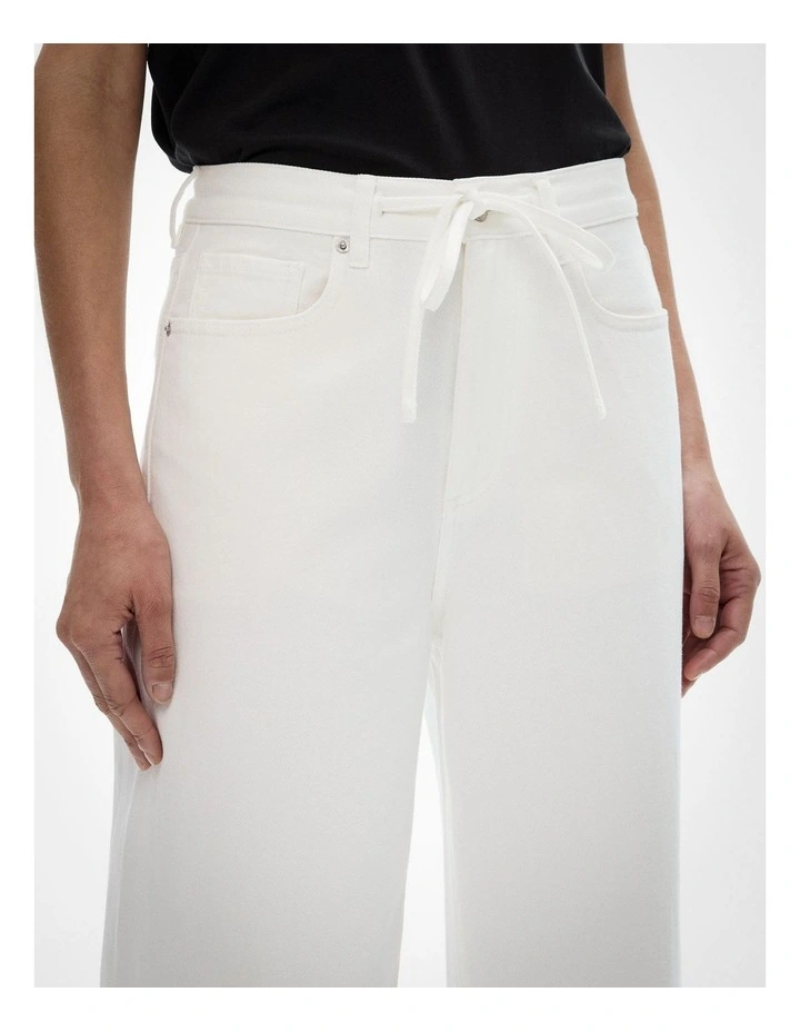 Drawcord Denim Jeans in Parchment image 4