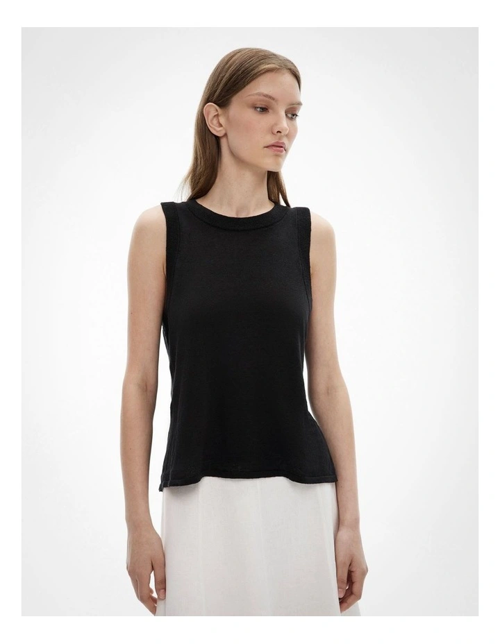 Relaxed Knit Tank Top in Black image 1