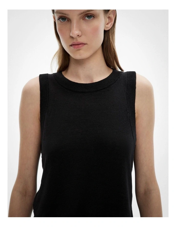 Relaxed Knit Tank Top in Black image 3