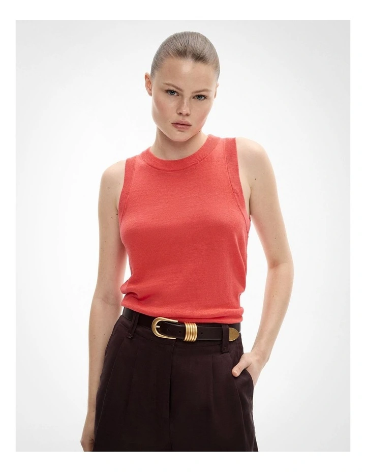 Relaxed Knit Tank Top in Watermelon image 1