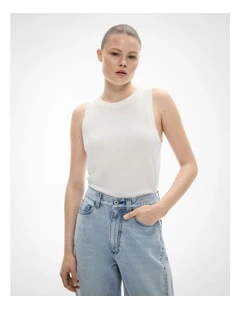Relaxed Knit Tank Top in Fresh White