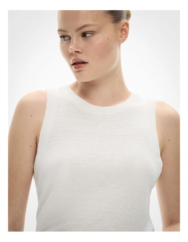 Relaxed Knit Tank Top in Fresh White image 3