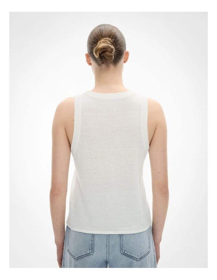 Relaxed Knit Tank Top in Fresh White image 4