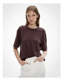 Linen Knit T-shirt in Espresso