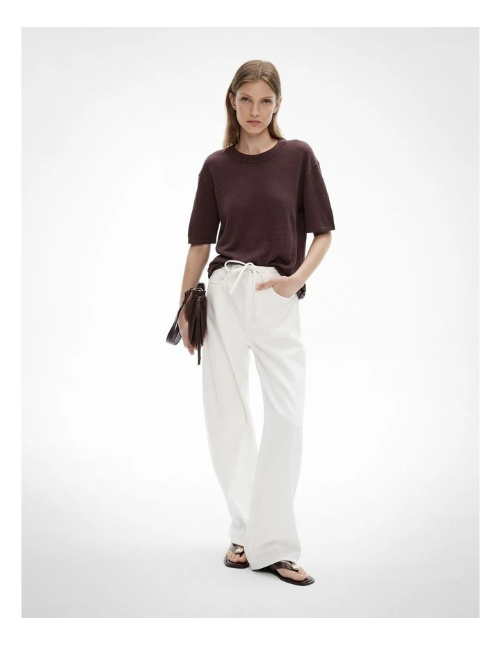 Linen Knit T-shirt in Espresso image 2