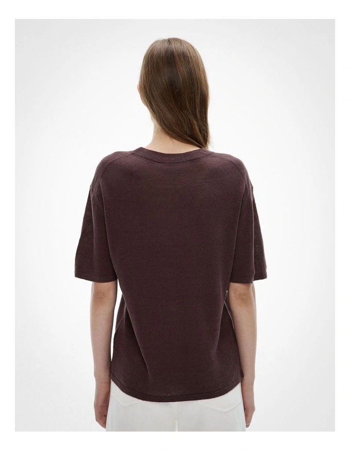 Linen Knit T-shirt in Espresso image 5