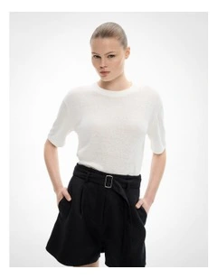 Linen Knit T-shirt in Fresh White