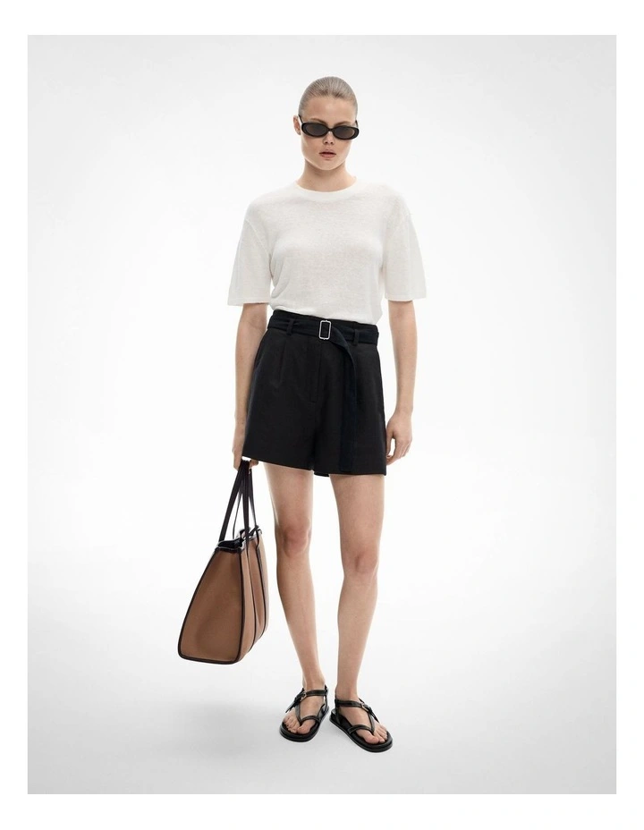 Linen Knit T-shirt in Fresh White image 2