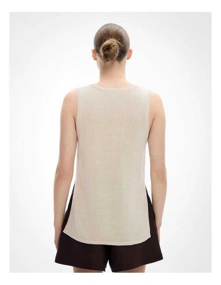 Longline Knit Tank Top in Sand image 4