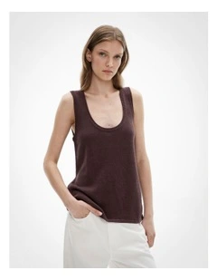 Longline Knit Tank Top in Espresso