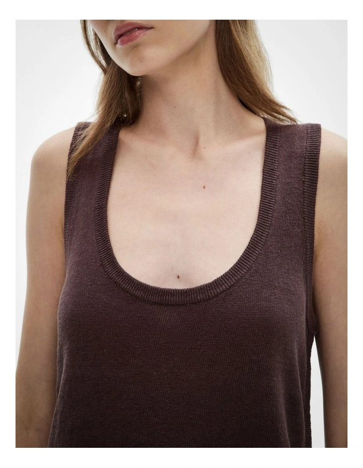 Longline Knit Tank Top in Espresso image 3