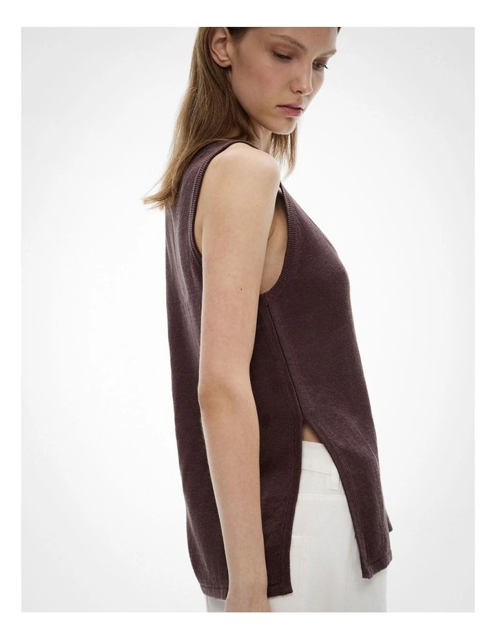 Longline Knit Tank Top in Espresso image 4