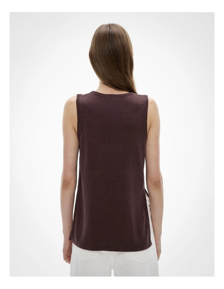Longline Knit Tank Top in Espresso image 5