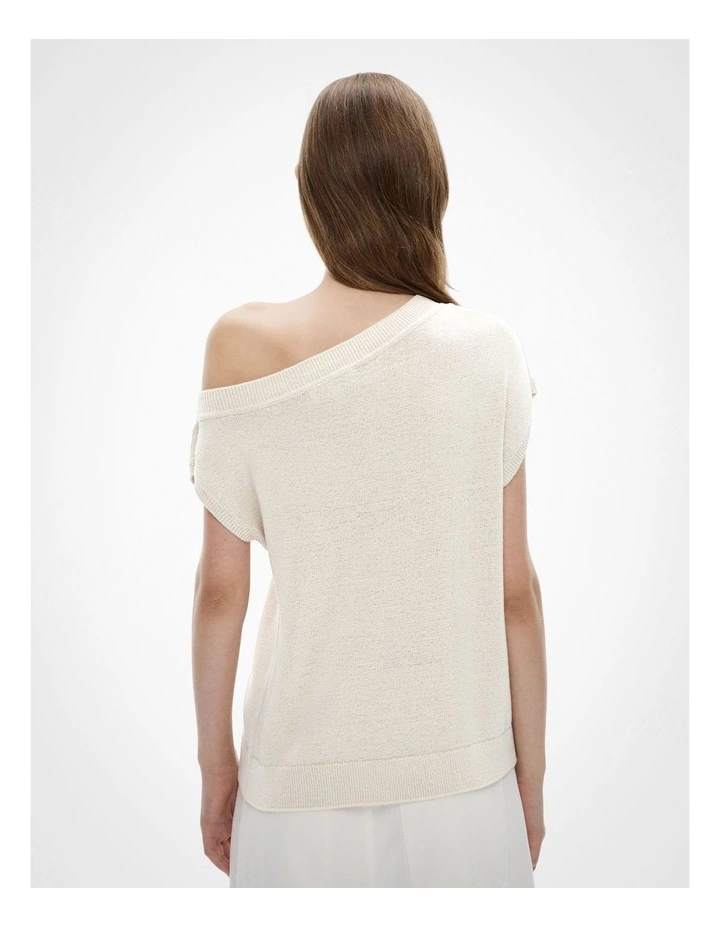 Off Shoulder Knit Top in Chalk image 4