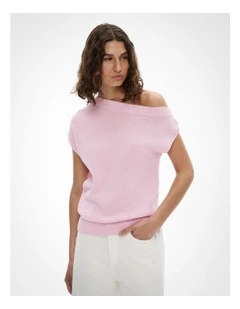 Off Shoulder Knit Top in Candy Pink