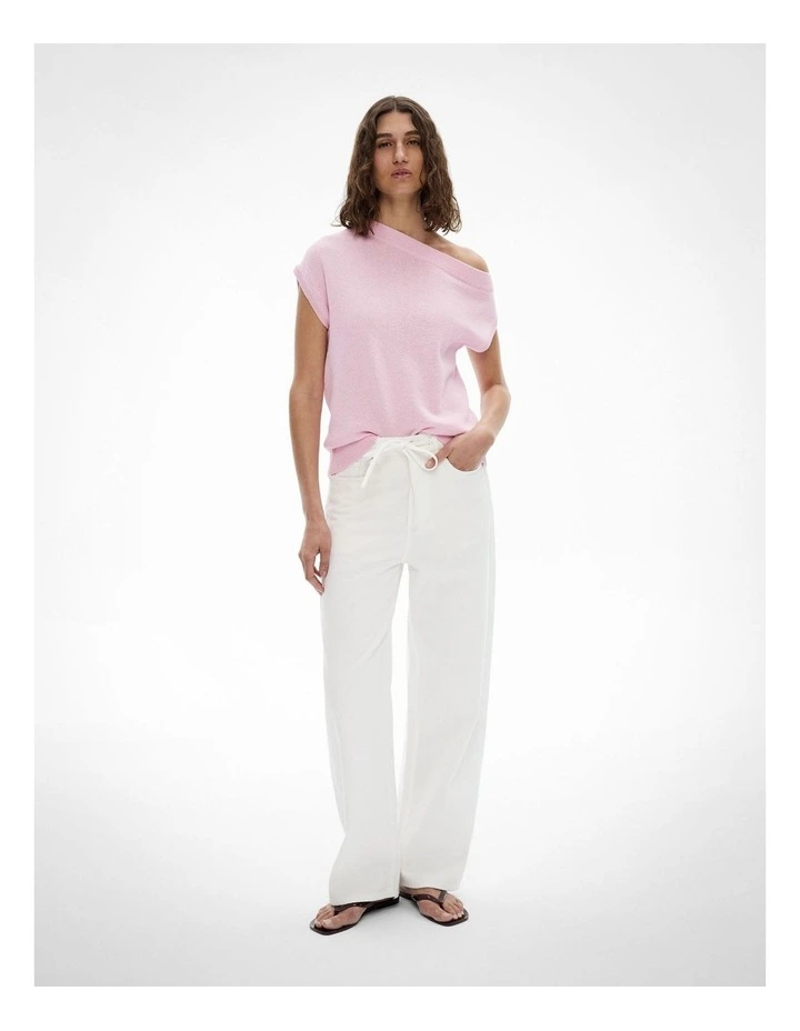 Off Shoulder Knit Top in Candy Pink image 2