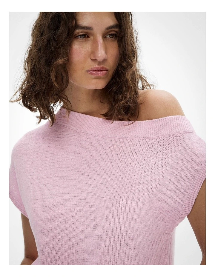 Off Shoulder Knit Top in Candy Pink image 4