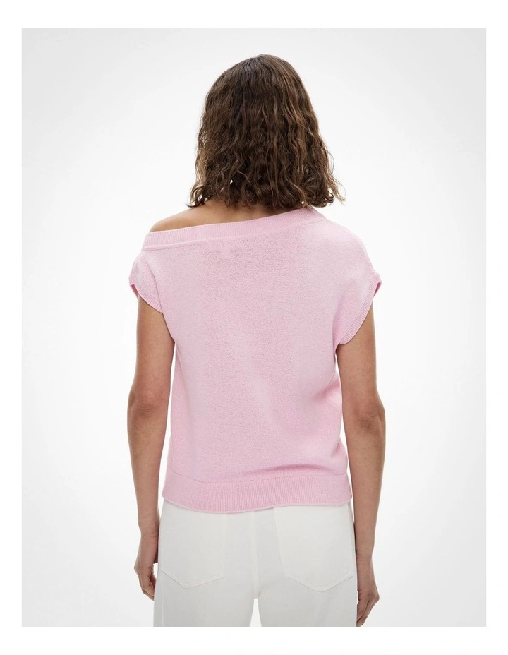 Off Shoulder Knit Top in Candy Pink image 5