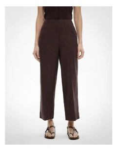 Linen Crop Pants in Espresso