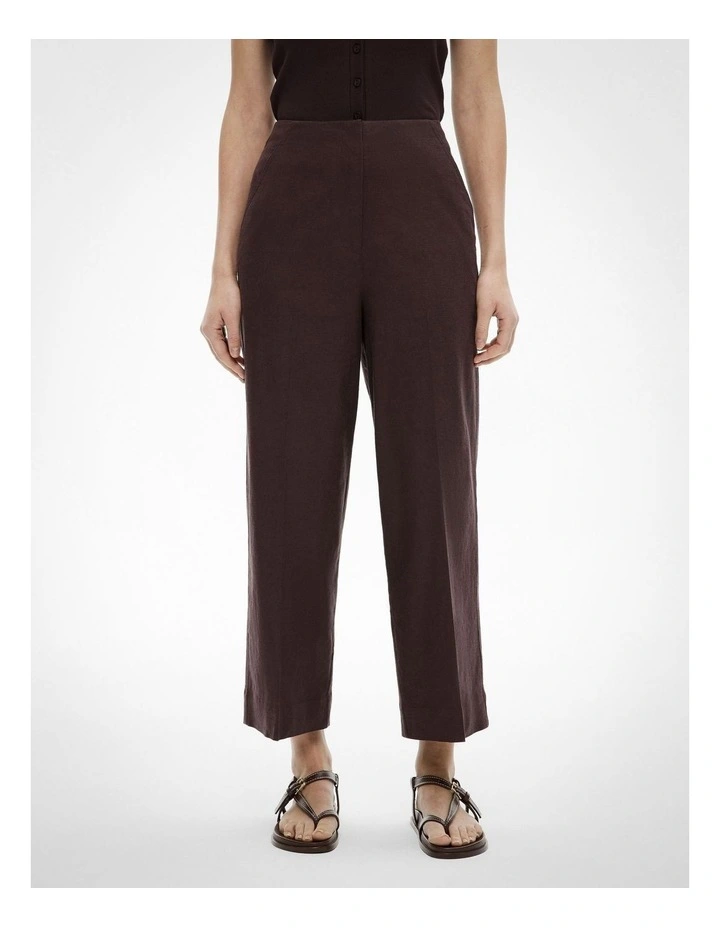 Linen Crop Pants in Espresso image 1