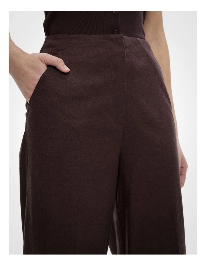 Linen Crop Pants in Espresso image 3