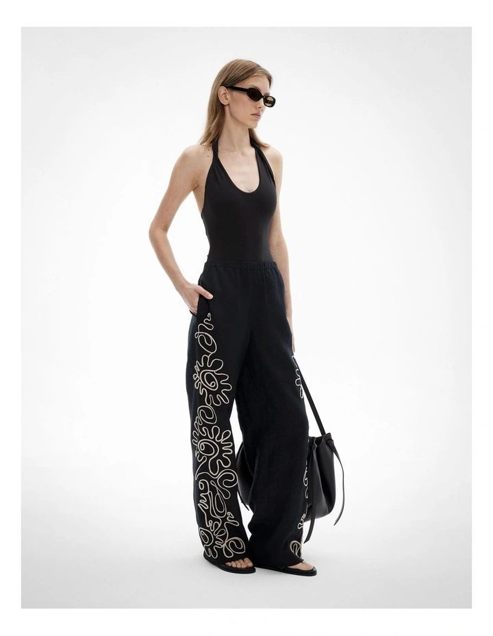 Corded Pull On Pants in Black image 1