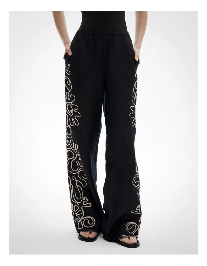 Corded Pull On Pants in Black image 2