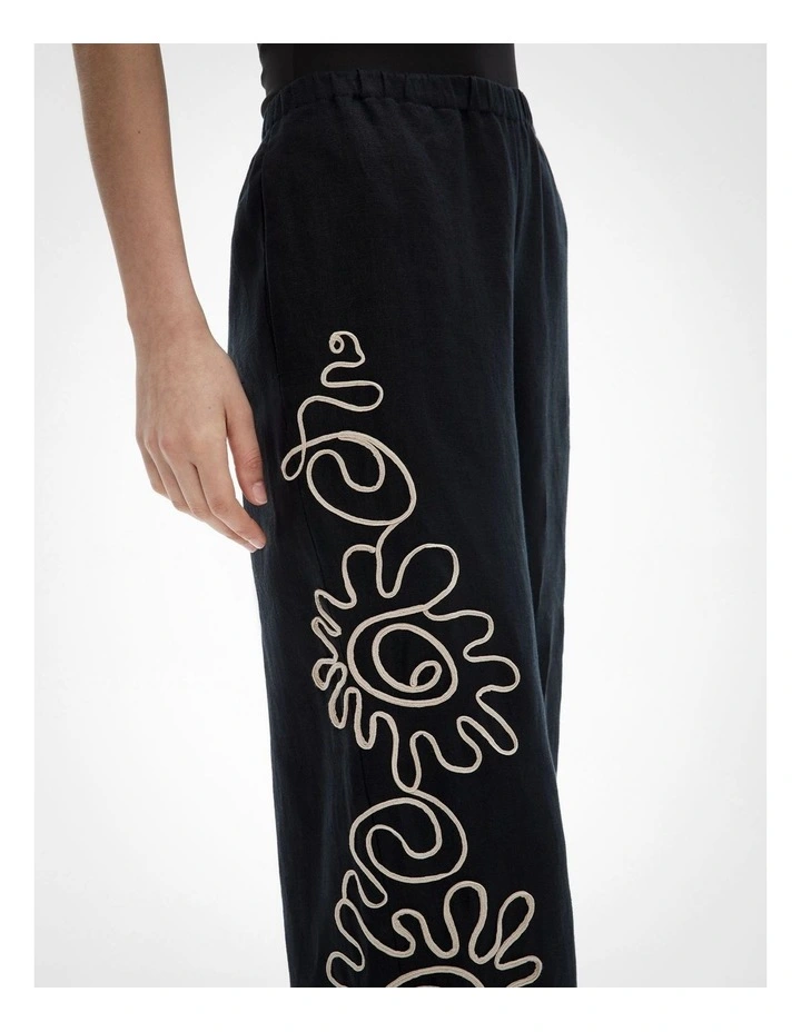 Corded Pull On Pants in Black image 3