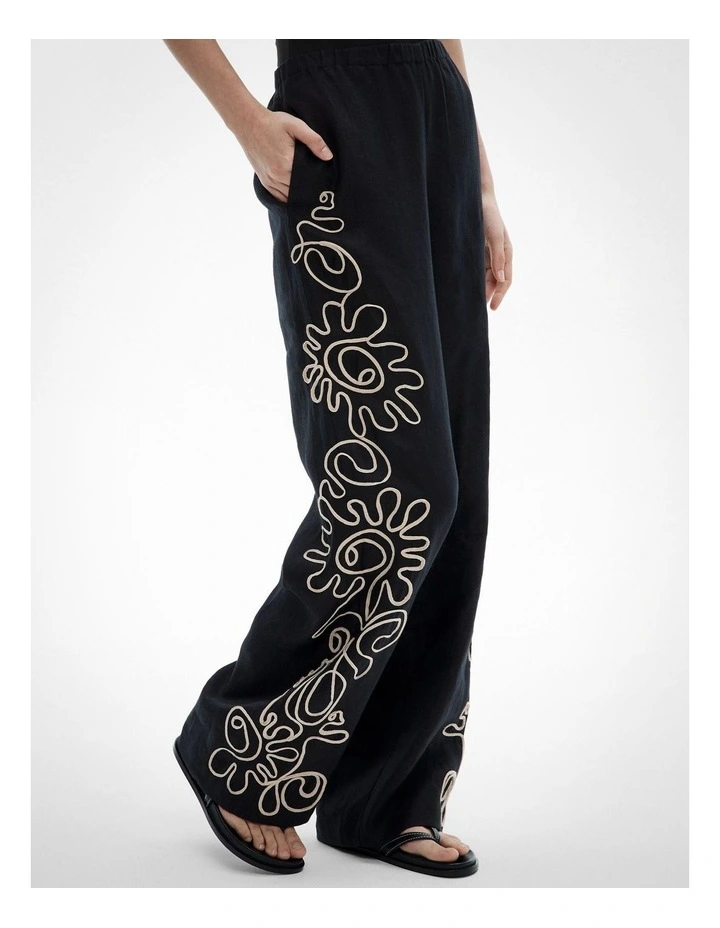 Corded Pull On Pants in Black image 4