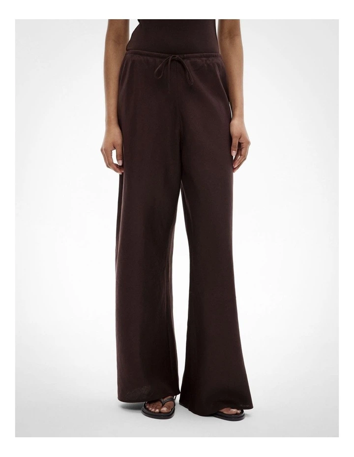 Bias Linen Pants in Espresso image 1