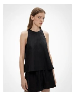 Seam Detail Swing Tank Top in Black