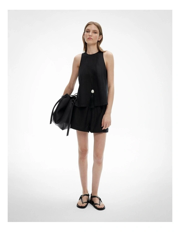 Seam Detail Swing Tank Top in Black image 2