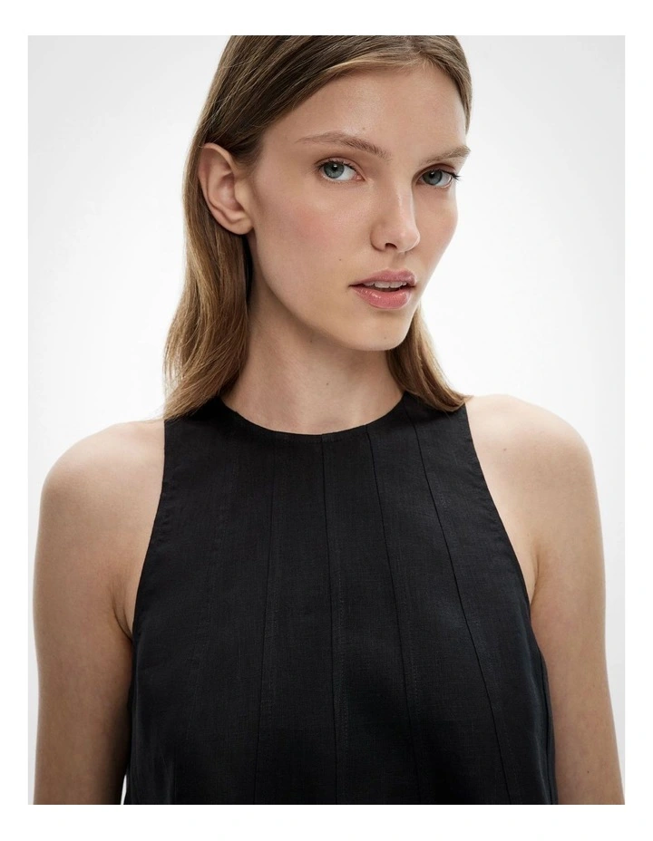 Seam Detail Swing Tank Top in Black image 3