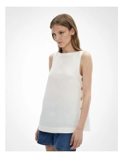 Button Side Top in Fresh White