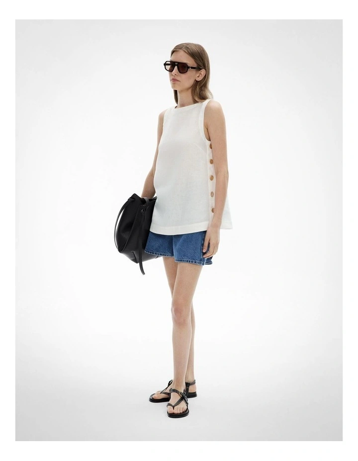 Button Side Top in Fresh White image 2