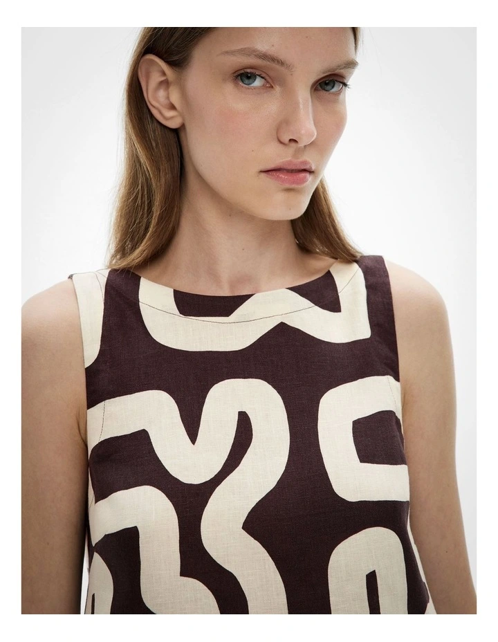 Button Side Top in Espresso Block Print image 4