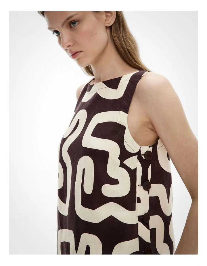 Button Side Top in Espresso Block Print image 5