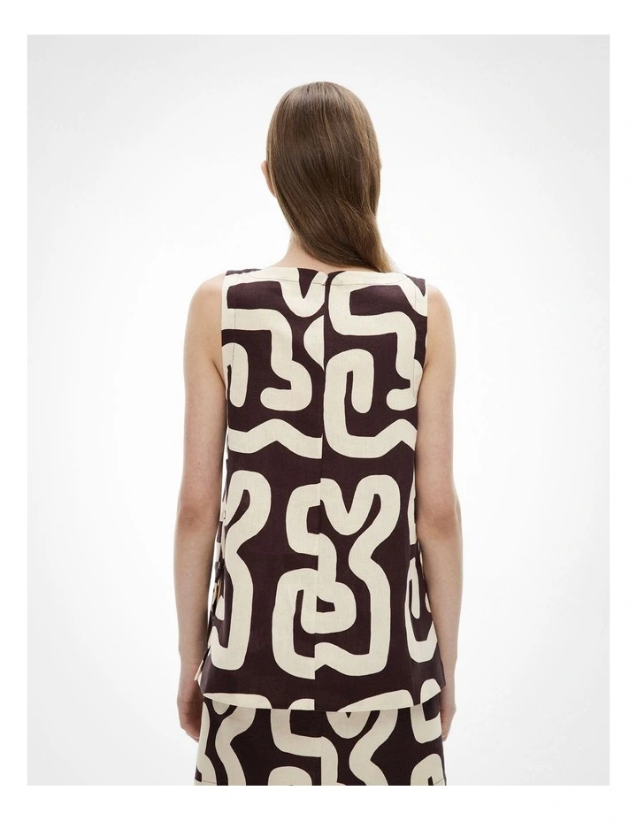 Button Side Top in Espresso Block Print image 6