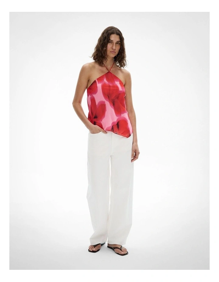 Halter Neck Asymmetric Top in Watermelon Floral image 2