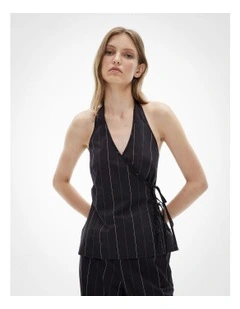 Halter Wrap Top in Black