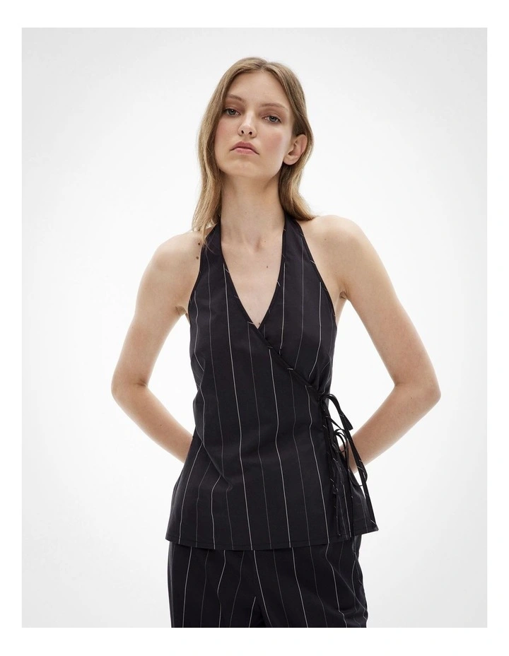 Halter Wrap Top in Black image 1