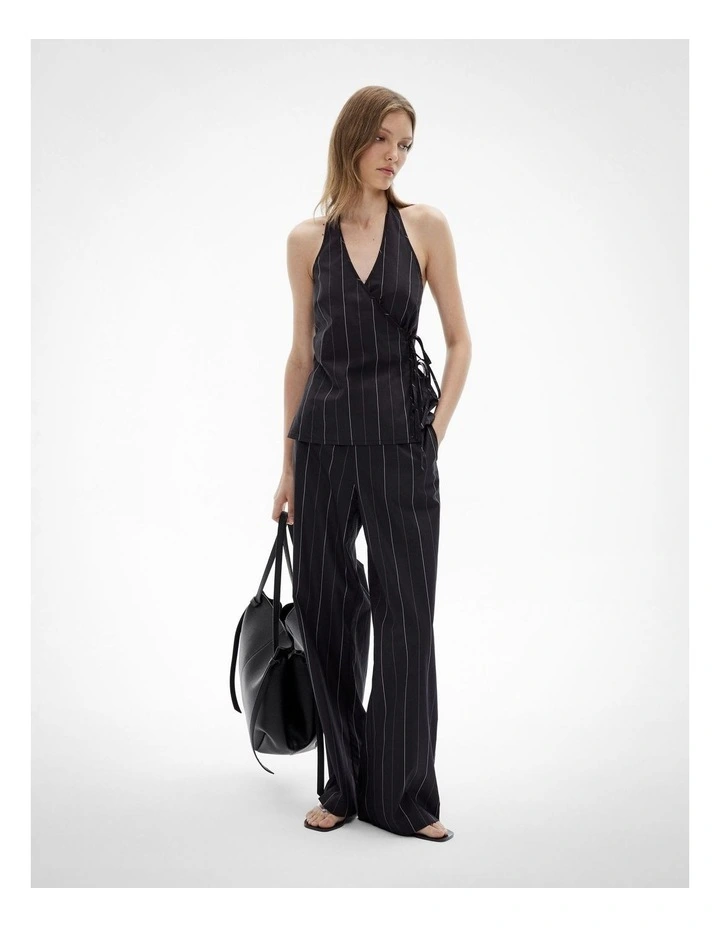 Halter Wrap Top in Black image 2