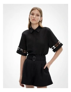 Ladder Insert Shirt in Black