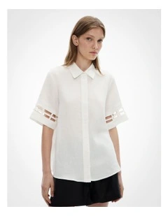 Ladder Insert Shirt in Fresh White